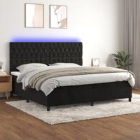 Boxspring met matras en LED fluweel zwart 200x200 cm - thumbnail