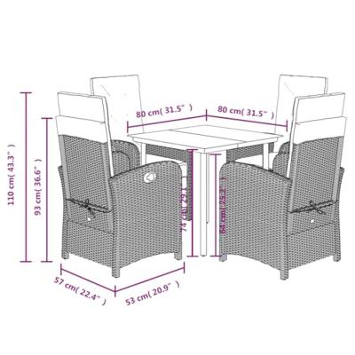 5-delige Tuinset met kussens poly rattan bruin 5-delige Tuinset met kussens poly rattan bruin