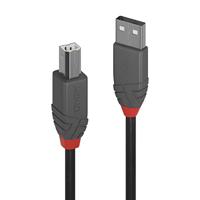 LINDY 36671 USB-kabel USB 2.0 USB-A stekker, USB-B stekker 0.50 m Zwart, Grijs - thumbnail