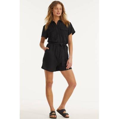 anytime playsuit met linnen zwart