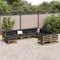 10-delige Loungeset met kussens geïmpregneerd grenenhout - thumbnail