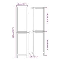Kamerscherm met 3 panelen massief paulowniahout donkerbruin - thumbnail
