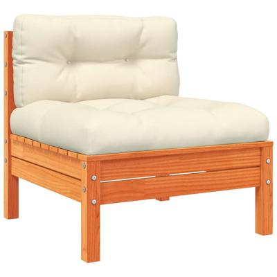 9-delige Loungeset met kussens massief grenenhout wasbruin - thumbnail