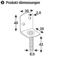Connex L-Beslag 40X30X30X2X42X8 50St Bvz - HVGB4300 - thumbnail