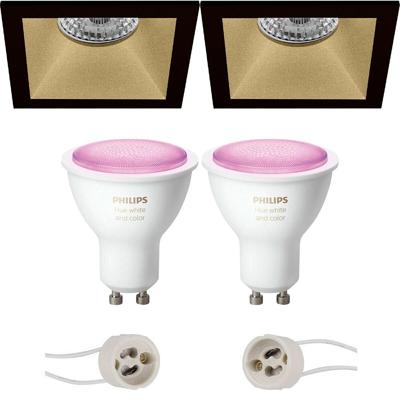 Philips Hue LED Inbouwspot Set - Mat Zwart/Goud - Bluetooth - GU10 - White & Color Ambiance