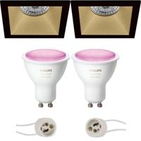Philips Hue LED Inbouwspot Set - Mat Zwart/Goud - Bluetooth - GU10 - White & Color Ambiance - thumbnail