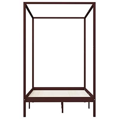 Hemelbedframe massief grenenhout donkerbruin 120x200 cm