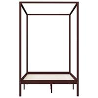 Hemelbedframe massief grenenhout donkerbruin 120x200 cm - thumbnail