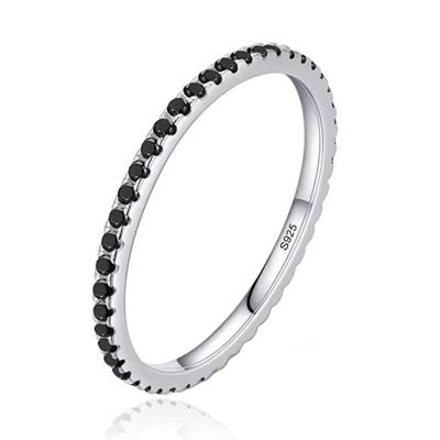 Elenza Sterling .925 Zilveren Eternity Ring met Zwarte Zirkonia-17mm