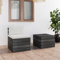 2-delige Loungeset met kussens pallet massief grenenhout - thumbnail