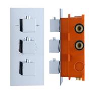 Best Design Inbouw Thermostaat Sano box 3 Weg 1/2 Vierkante Knoppen Chroom - thumbnail