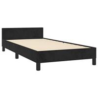 Bedframe met hoofdeinde fluweel zwart 90x190 cm - thumbnail