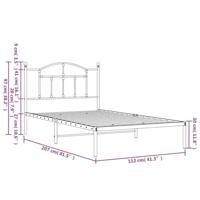 Bedframe met hoofdbord metaal wit 107x203 cm - thumbnail