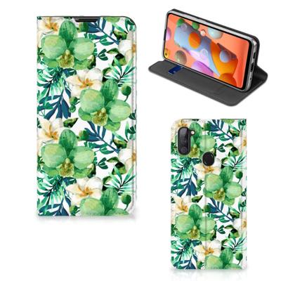 Samsung Galaxy M11 | A11 Smart Cover Orchidee Groen Samsung Galaxy M11 | A11 Smart Cover Orchidee Groen