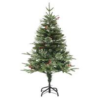 VidaXL Kerstboom met led en dennenappels 120 cm pvc en pe groen - thumbnail