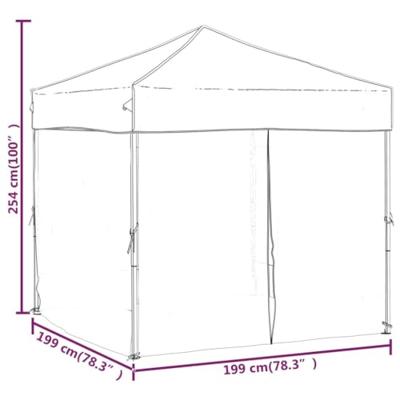 Partytent inklapbaar met zijwanden 2x2 m crmekleurig