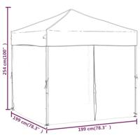 Partytent inklapbaar met zijwanden 2x2 m crèmekleurig - thumbnail