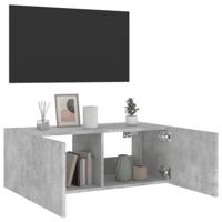 Tv-wandmeubel met LED-verlichting 80x35x31 cm betongrijs - thumbnail