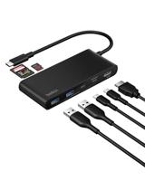 Belkin USB C Hub, 7-poorts USB C Adaptor voor 4K@60Hz HDMI Display, SD + MicroSD, 100W PD, Snelle Gegevensoverdracht (5Gbps), meerpoorts USB Hub - voor MacBook, iPad Pro, Chromebook - HDMI 2.0 - Zwart - thumbnail