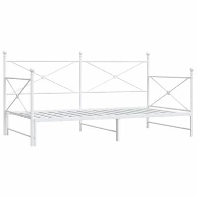 Slaapbank met onderschuifbed zonder matras 100x200 cm staal wit