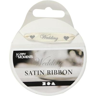 Creativ Company Satijnlint, b: 10 mm, off-white, 8 m/ 1 rol