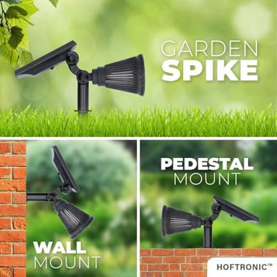 Set van 6 Bend solar prikspots - Incl. Schemerschakelaar - 6000K koud wit - 2 lichtstanden - 200lm - 6-9 uur brandtijd - Kantelbaar en richtbaar - IP65 waterdicht - thumbnail