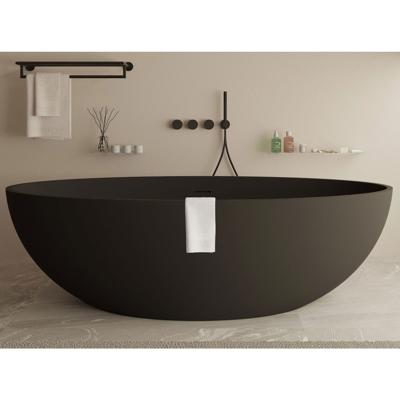 Vrijstaand Ligbad Ideavit Solid Ellipse 180x88x55 cm Met Pop-up Waste Mat Zwart Ideavit