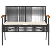 4-delige Loungeset met kussens poly rattan zwart - thumbnail