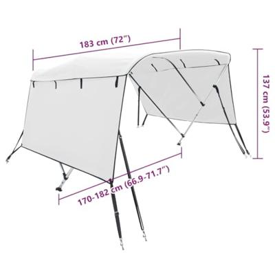 Biminitop 3 bogen met zijwanden 183x(170-182)x137 cm