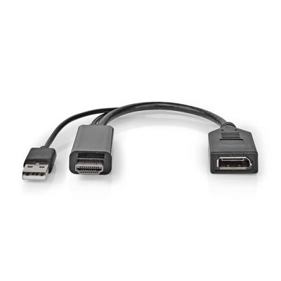 Nedis HDMI™-Adapter | HDMI™ Connector | DisplayPort Male / USB-A Male | Verguld | Recht | PVC | Zwart | 1 Stuks | Doos - CCGB34300BK02 Nedis HDMI™-Adapter | HDMI™ Connector | DisplayPort Male / USB-A Male | Verguld | Recht | PVC | Zwart | 1 Stuks | Doos - CCGB34300BK02