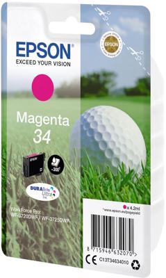Epson inktcartridge 34, 300 pagina's, OEM C13T34634010, magenta Epson inktcartridge 34, 300 pagina's, OEM C13T34634010, magenta