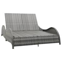 Ligbed tweepersoons met kussen poly rattan antraciet - thumbnail