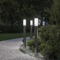Bolderverlichting met sensor en stopcontact 3 stuks 80 cm roestvrij staal IP44 - thumbnail