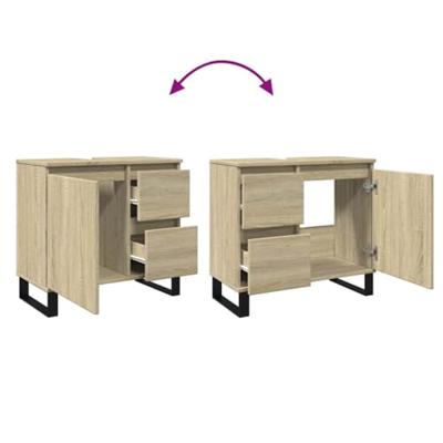 Badkamerkast 65x33x60 cm bewerkt hout sonoma eikenkleurig Badkamerkast 65x33x60 cm bewerkt hout sonoma eikenkleurig