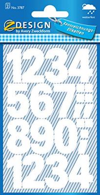 Avery Etiketten cijfers en letters 0-9 groot, 2 blad, wit, waterbestendige folie