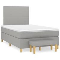 Boxspring met matras stof lichtgrijs 120x190 cm - thumbnail
