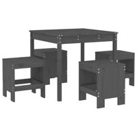 5-delige Tuinset massief grenenhout grijs - thumbnail