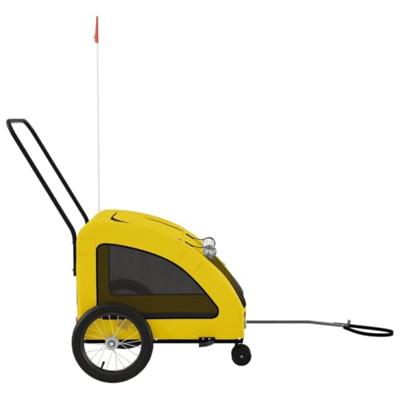 Hondenfietstrailer oxford stof en ijzer geel
