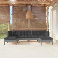 6-delige Loungeset met kussens grenenhout wit - thumbnail