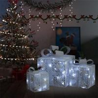 VidaXL Kerstdecoratie geschenkdozen 3 st binnen/buiten wit - thumbnail