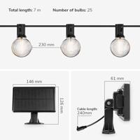 Solar String Light 7m - G40 Filament lampen - 2700K Warm wit - IP44 Waterdicht - 4 Lichtmodi - 750 Lumen - thumbnail