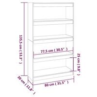 Boekenkast/kamerscherm 80x30x135,5 cm massief grenenhout zwart - thumbnail
