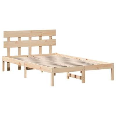 Bedframe met hoofdeinde Bruin 140 x 190 cm Massief grenenhout
