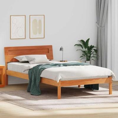 Bedframe met hoofdeinde Wasbruin 75 x 190 cm Massief grenenhout