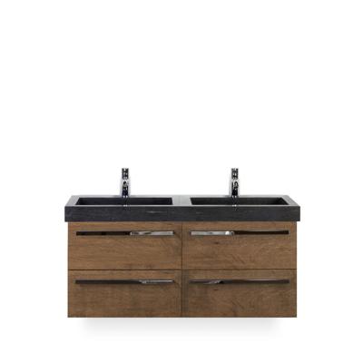 Seville Badmeubelset 120 cm - 4 laden Tabacco - Wastafel Hardsteen Wit Lucca