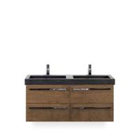 Seville Badmeubelset 120 cm - 4 laden Tabacco - Wastafel Hardsteen Wit Lucca - thumbnail