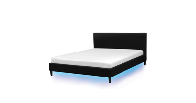 Beliani-FITOU -Tweepersoonsbed LED-Zwart-160 x 200 cm-Polyester