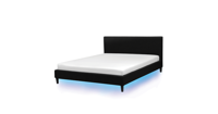 Beliani-FITOU -Tweepersoonsbed LED-Zwart-160 x 200 cm-Polyester - thumbnail