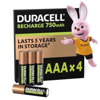 Duracell oplaadbare batterijen Recharge Plus AAA, blister van 4 stuks - thumbnail