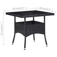 Tuintafel poly rattan en glas zwart - thumbnail